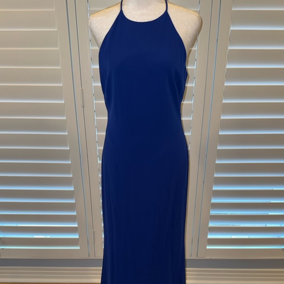 Badgley Mischka Cobalt Royal Blue Racer Back Formal Gown Size 6 - Picture 3 of 9